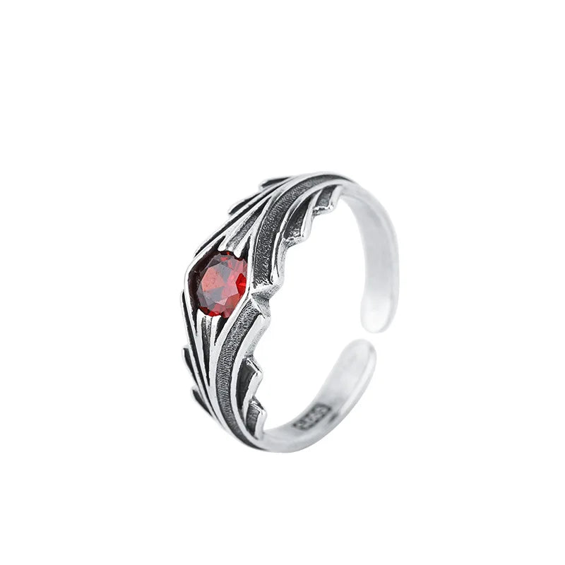 925 Sterling Silver Red Zircon Ring